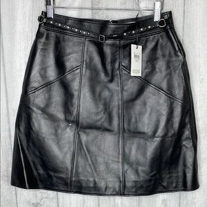 Coach Black Leather Aline Skirt with Studded Belt. NWT